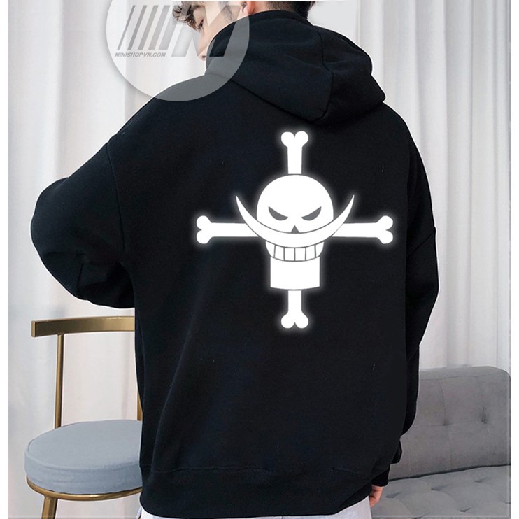 [Mã MINIBOPPY giảm 39K ]Áo Hoodie One Piece Râu Trắng Phản Quang Chất Nỉ Bông Cao Cấp Siêu Ấm