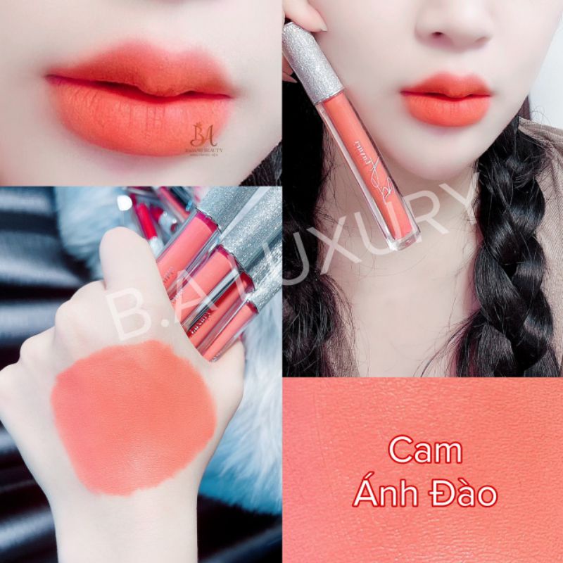 Son Kem lì BA luxury màu Cam Ánh Đào siêu hót mẫu mới nhất siêu lì mịn môi