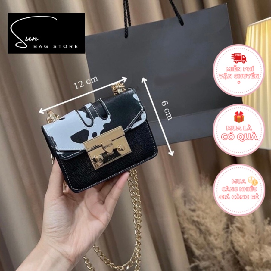 Túi xách nữ mini đeo chéo, đi chơi, da cao cấp size 12cm SB024