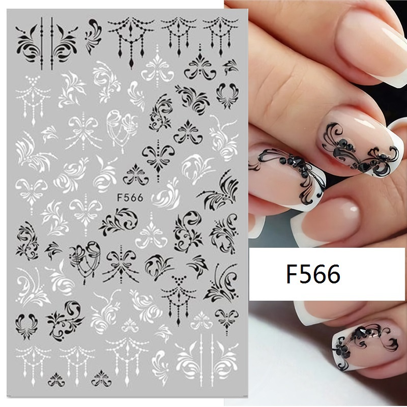 1 Miếng Dán Trang Trí Móng Tay 3D Họa Tiết Hoa Lá/Lá Mandala/Hình Học Độc Đáo