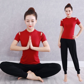 HOTBộ đồ tập yoga phương thức ngắn tay mùa xuân và mùa hè phù hợp với nữ mới bắt đầu tập khiêu vũ bộ đồ tập thể dục phù