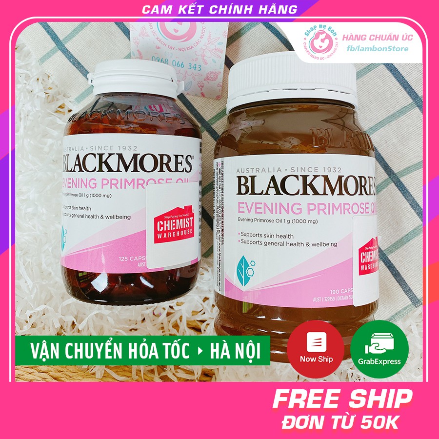 [Có tem Chemist] Tinh dầu Hoa Anh Thảo Blackmores Evening Primrose Oil 190 viên - Xuất xứ Úc