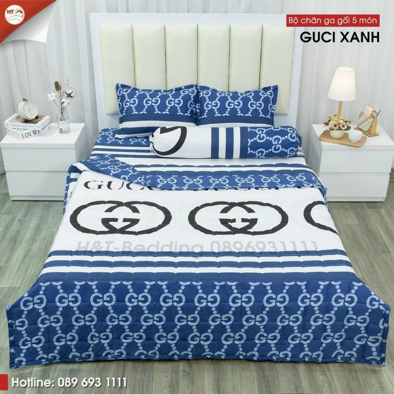 Bộ chăn ga gối hè 5 món cotton poly hàn quốc