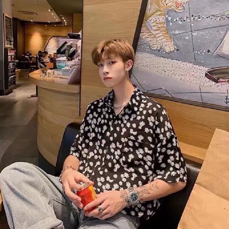 Áo Sơ Mi Nam Tay Ngắn Dáng Rộng In Họa Tiết Phong Cách Hawaii size M-3XL