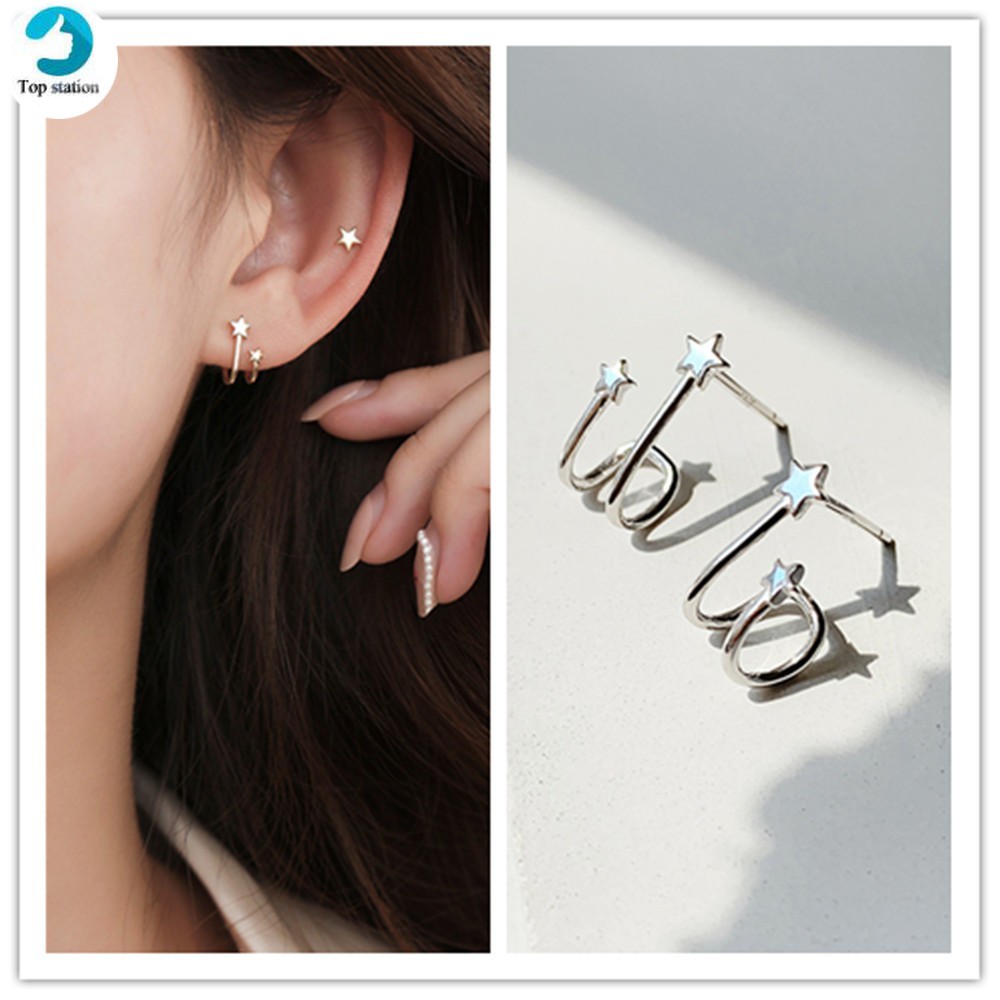 Khuyên Tai Nữ Hình Chữ U Đính Ngôi Sao Xinh Xắn