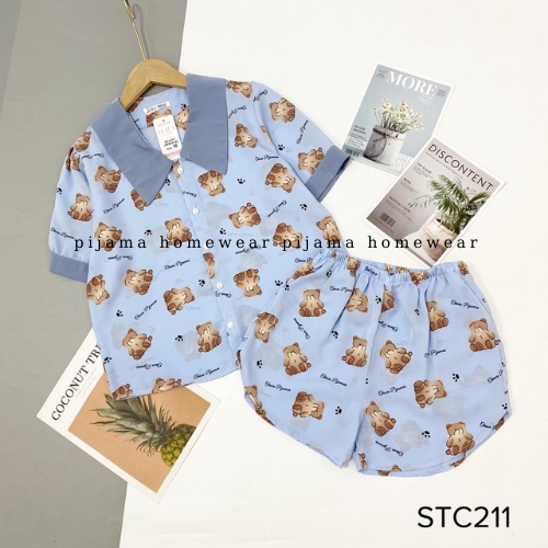 Bộ đồ ngủ Pijama cộc đùi cổ tiểu thư chất lụa mango cao cấp, hàng có size