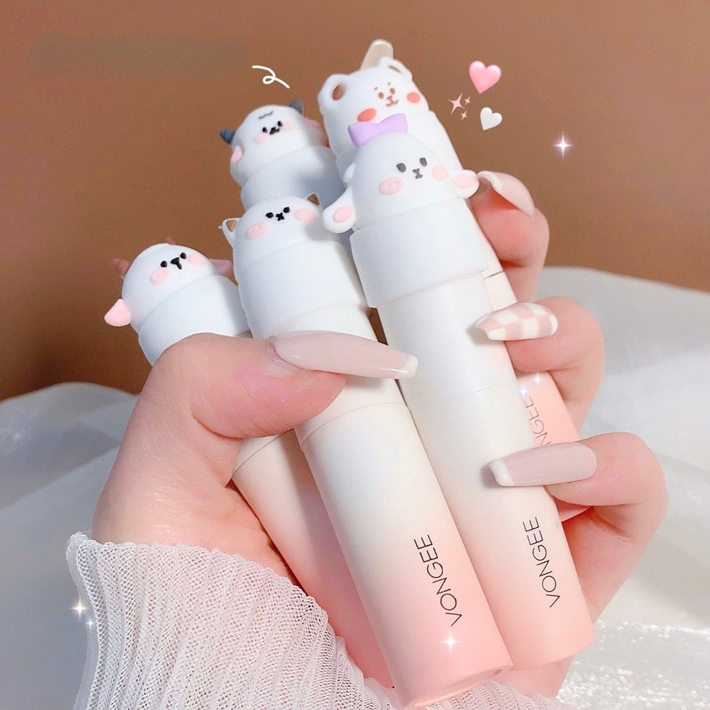 [Hàng mới về] Son môi trang điểm VONGEE dạng kem lì mịn lâu trôi thiết kế kiểu hoạt hình đáng yêu