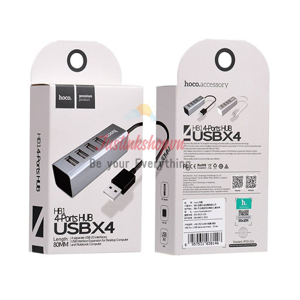 BỘ ĐẦU CHIA HUB TẨU USB HOCO CAO CẤP 4 CỔNG HB1 - Chính Hãng Cao Cấp - JLMS-0701-HC4C