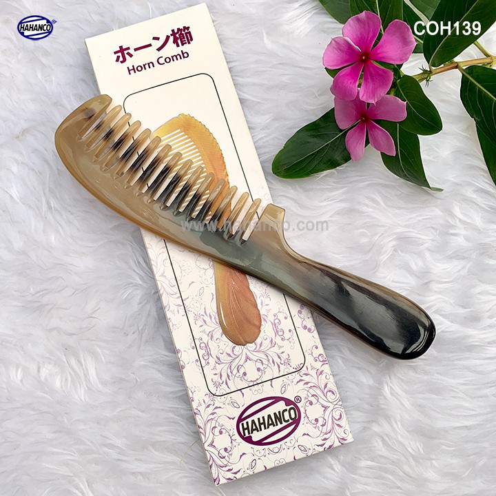 Lược sừng răng thưa xuất nhật (Size: L - 20cm) Chải tóc xoăn, xù - COH139 - Horn Comb of HAHANCO