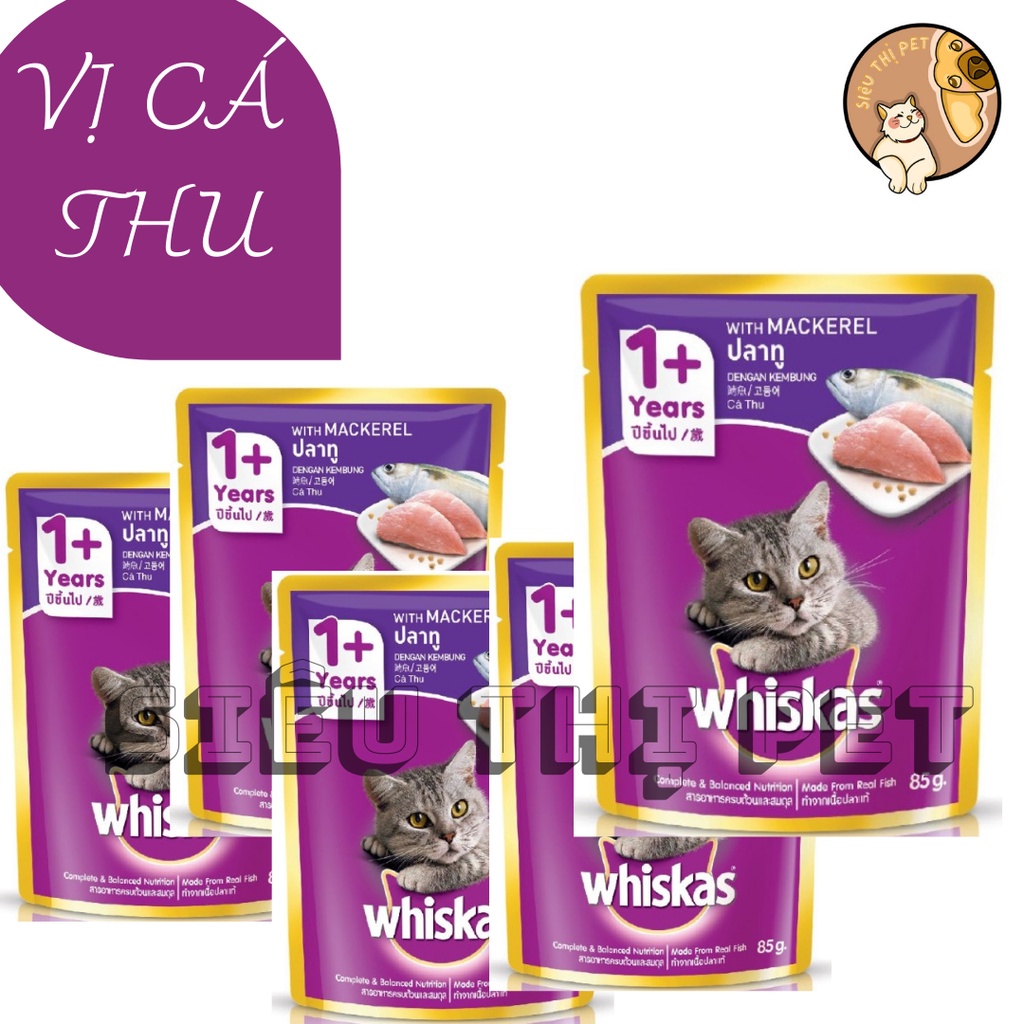 [Mã PET50K giảm Giảm 10% - Tối đa 50K đơn từ 250K] Pate Whiskas cho mèo 1+ Thùng 24 gói Giá sỉ tốt nhất thị trường