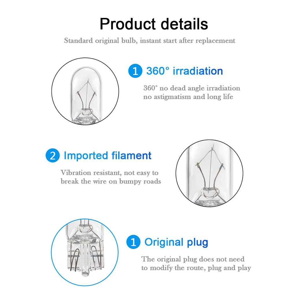 T10 W5W Đèn LED ô tô Đèn đọc sách Đèn ô tô Nêm đỗ xe Đèn chiếu sáng cửa bên Bóng đèn Halogen màu trắng ấm Phụ kiện đèn ô tô 194 168 12V cho ánh sáng khoảng cách ô tô