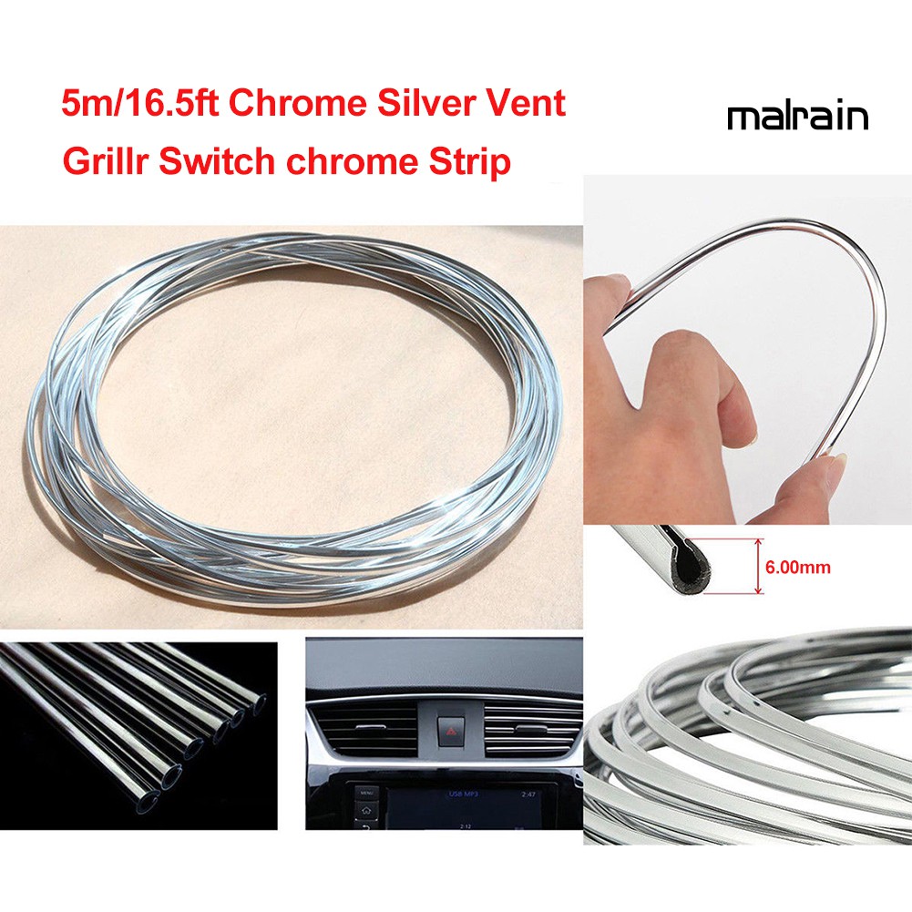 【VIP】Car Vent Grill Switch Strip Radio Trim Air Outlet Decorative Chrome Line Accessory