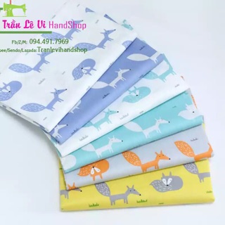 V351🌈 VẢI TWILL HOẠ TIẾT CÁO MAY ĐỒ CHO TRẺ EM, DOLL, OBITSU, DIY, DECOR, HANDMADE, QUILTING, SCRUNCHIES, BANDANA ....