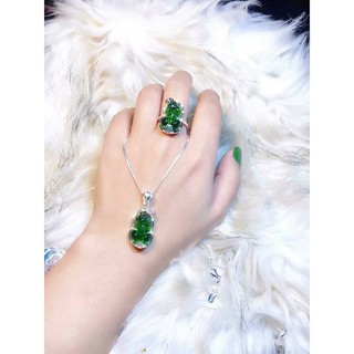 (sale_giá sốc) Combo nhẫn và dây chuyển mặt tỳ hưu bằng bạc, đủ màu