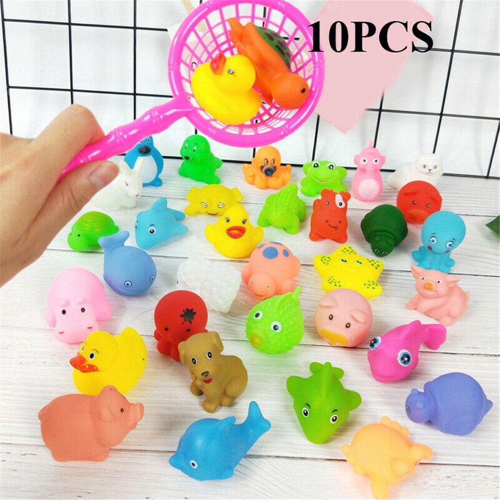 Bộ 10 Vịt Cao Su Hoạt Hình Đồ Chơi Khi Tắm Cho Bé