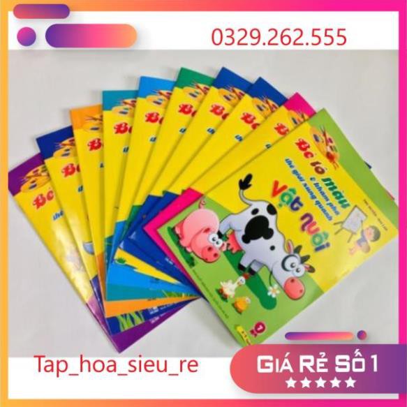 (Rẻ Vô địch) (Sỉ ibox) Combo 10 quyển tập tô màu siêu rẻ cho bé (10 chủ đề)