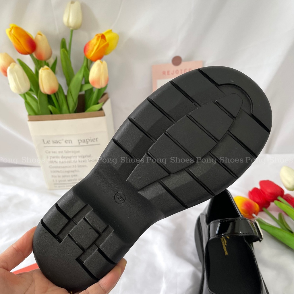 Giày búp bê Pong Shoes phong cách Ulzzangs màu đen be  FULL HỘP Mã 1322