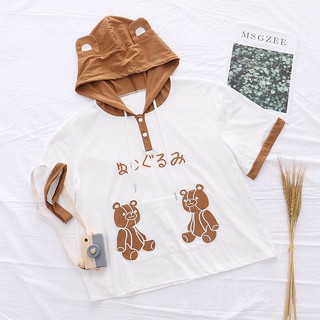 Áo Thun Hoodie Gấu Nâu K263