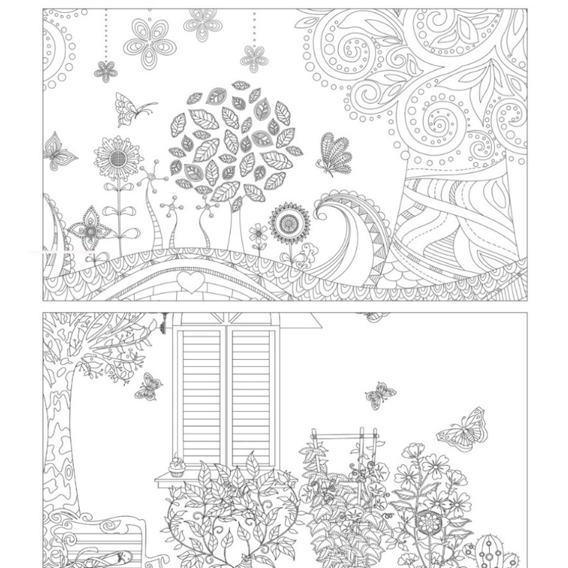 Set 8 Sách Tô Màu Vẽ Tay Hình Khu Vườn Bí Ẩn Cho Học Sinh