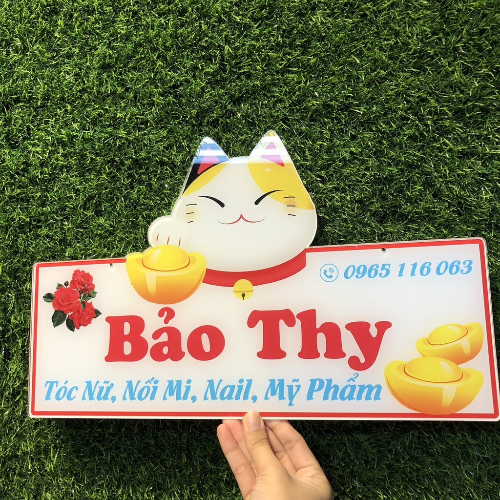 Bảng hiệu Mèo Thần Tài Nhật - Thiết kế in tên shop của bạn theo yêu cầu