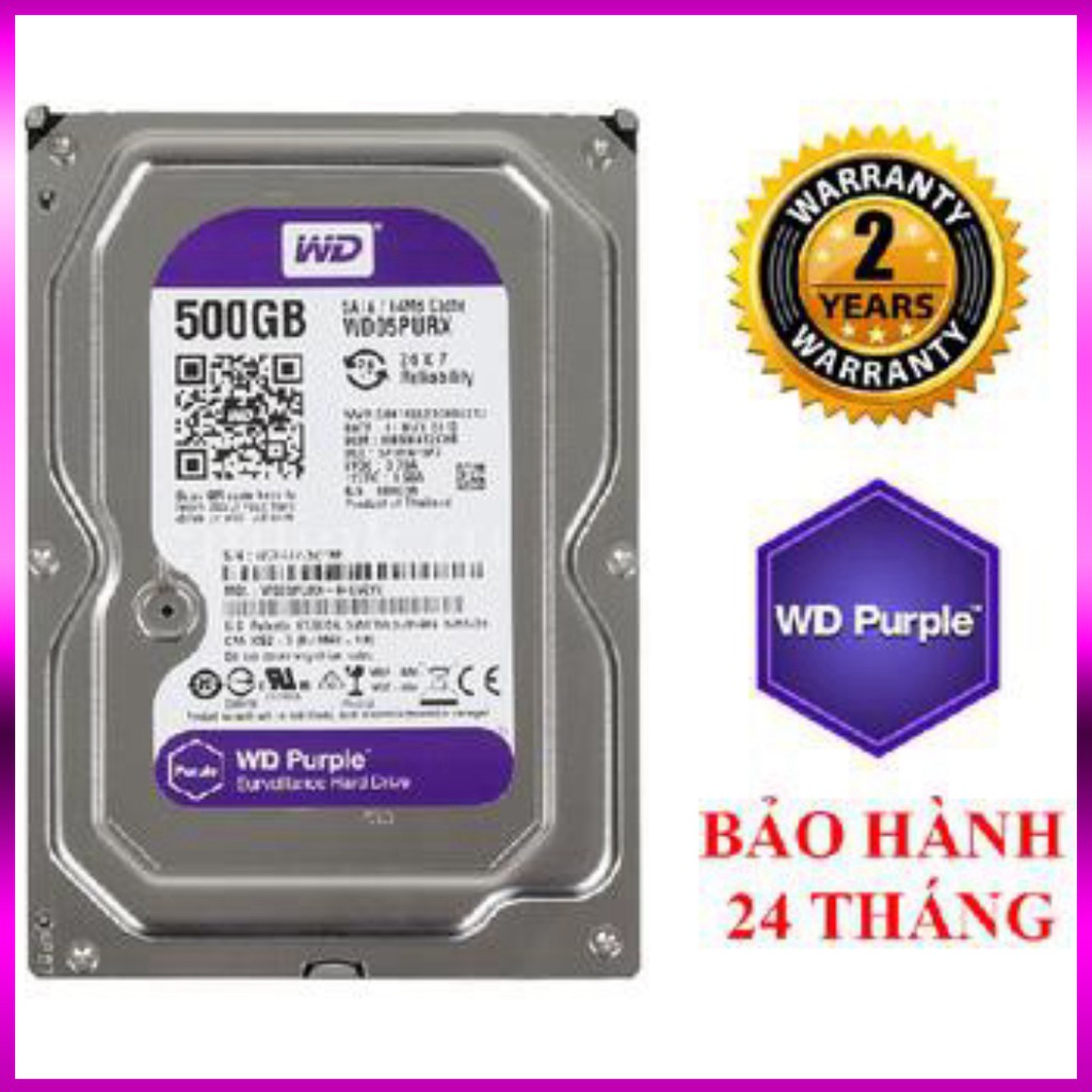 🍀 Ổ cứng chuyên dụng Camera 500GB WD PURPLE -  Bảo hành 24 tháng.