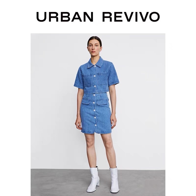 Chân váy dạ xanh Urban Revivo