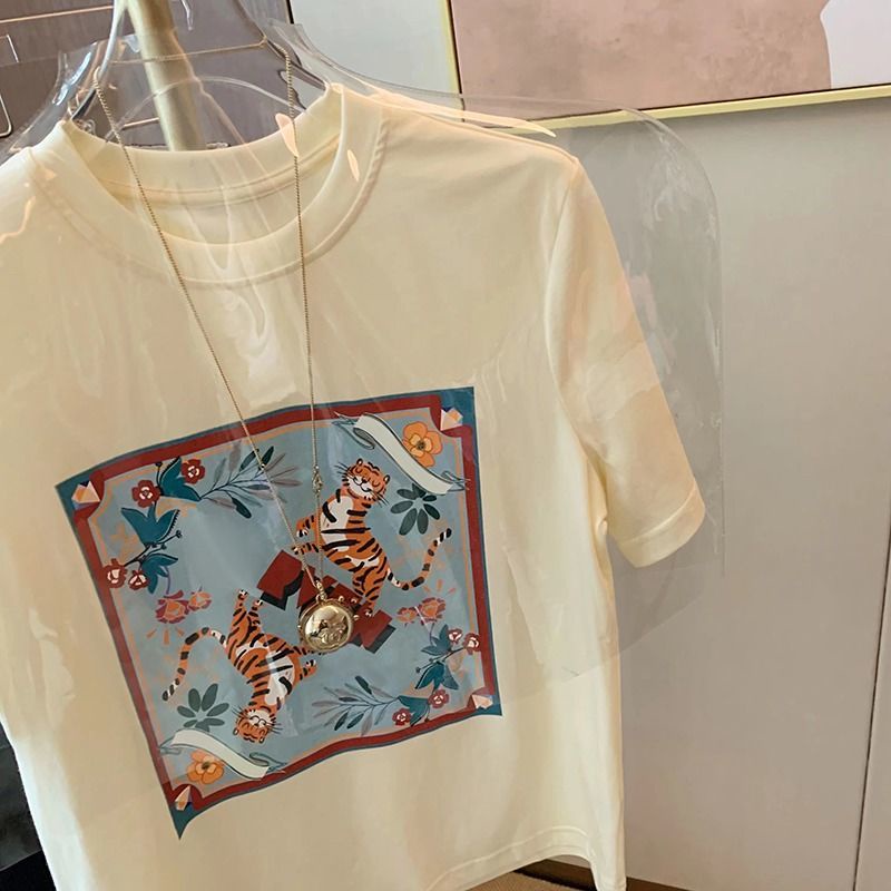 Áo Thun Nữ Tay Ngắn In Hình Hổ Thời Trang Xuân Hè Hàng Mới
