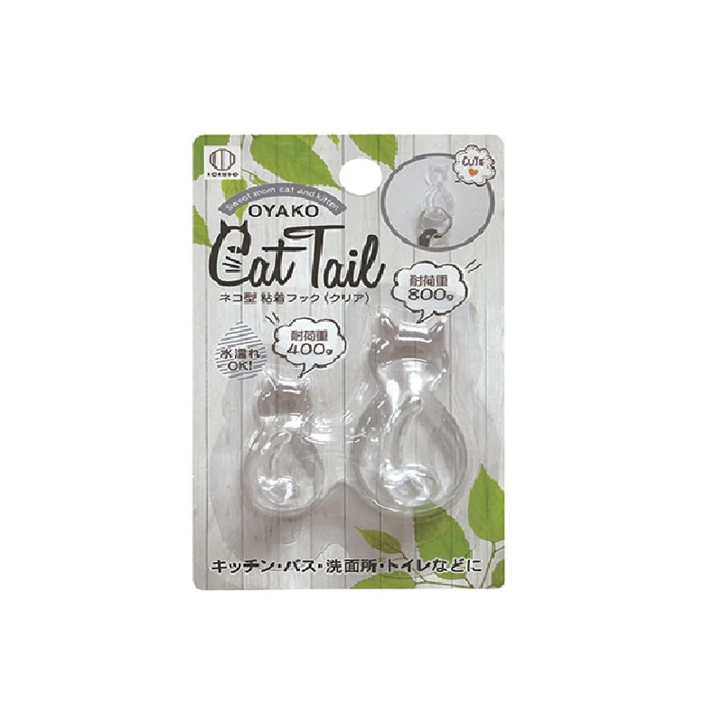 Daiso Móc Dán Tường Adhesive Cat-Shaped Hooks Large Small Clear