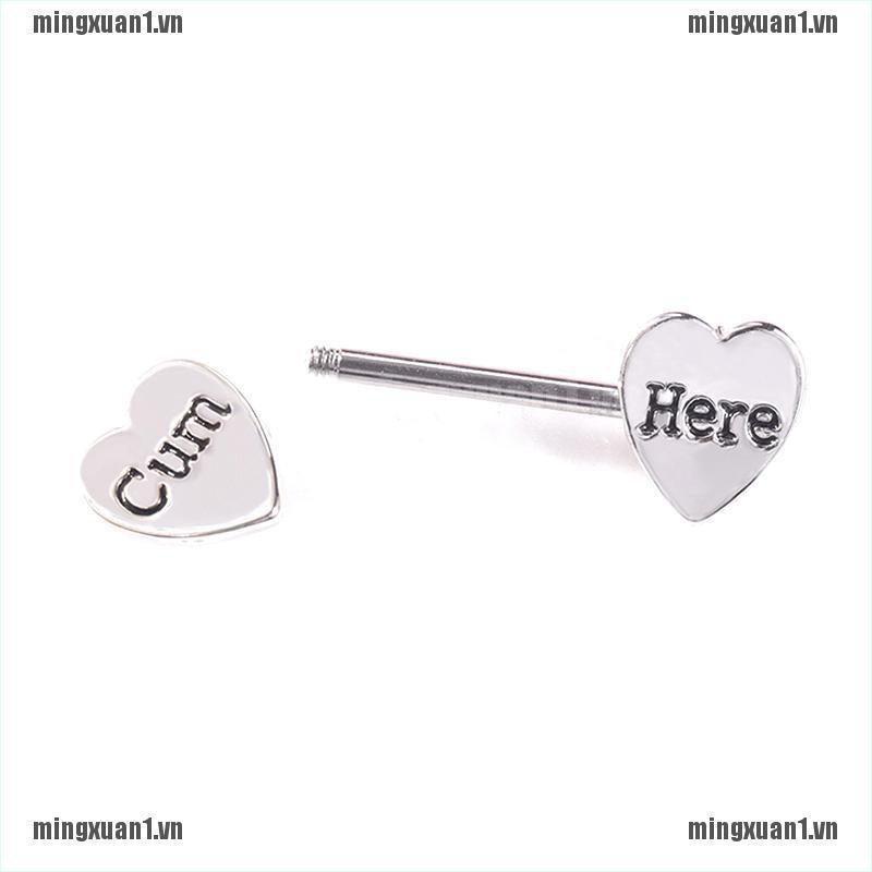 MINON 2Pc Stainless Steel Heart Barbell Letter Nipple Ring Helix Piercing Body Jewelry VN