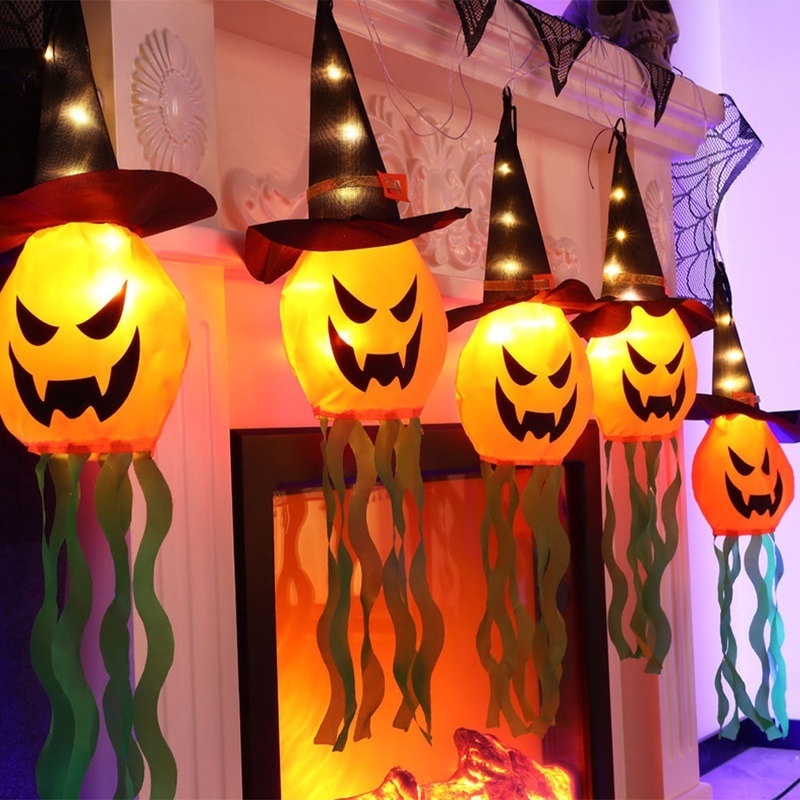 Đèn LED Treo Trang Trí Chống Thấm Nước Hình Ma Bí Ngô Halloween