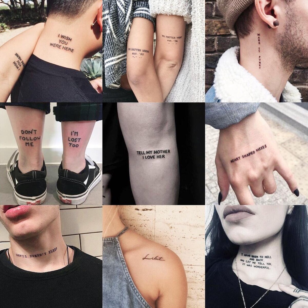 Vận chuyển nhanh Hình xăm dán màu tạm thời không thấm nước Hình xăm giả tiếng Anh