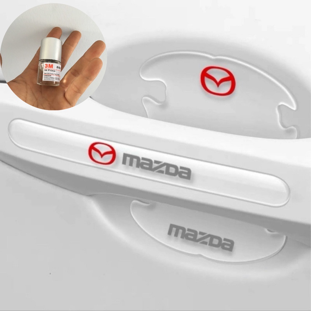 Bộ 10 miếng dán silicon tay, hõm, gương ô tô logo hãng xe Mazda 2, Mazda 3, Mazda 6, CX5, CX8, BT50, CX3, CX30