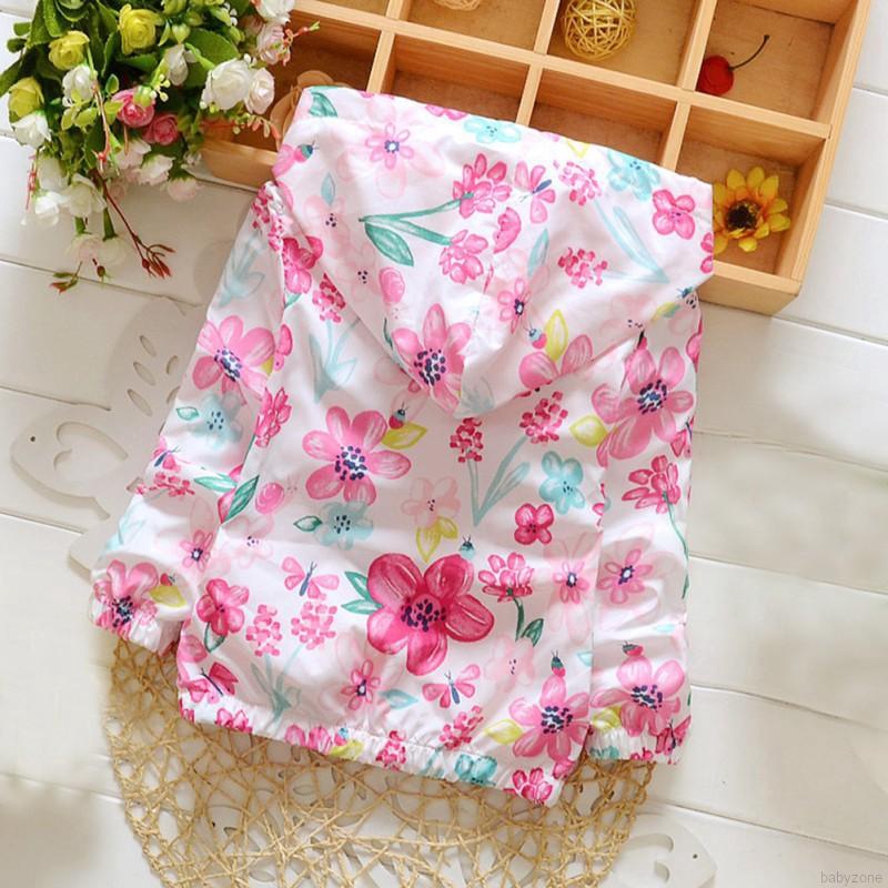 Áo khoác khóa kéo họa tiết hoa dễ thương cho bé gái