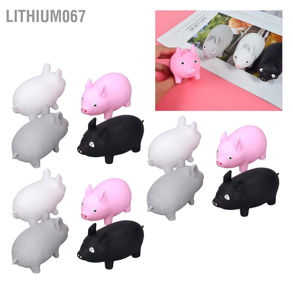 Lithium067 12 cái Heo dễ thương Bóp Đồ chơi Trẻ em Người lớn Mềm mại Đàn hồi Vui nhộn Phim hoạt hình Động vật Giảm Căng thẳng Món quà