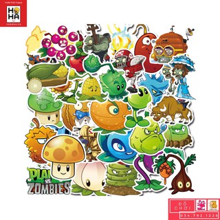 Sticker PVC Hoạt Hình - Hình dán Đồ chơi cho trẻ em Zombie Plants Bộ 100 Hình STHA071