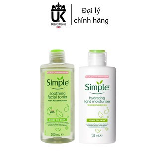 COMBO CÂN BẰNG, DƯỠNG ẨM SÂU SIMPLE (TONER 200ML + SỮA DƯỠNG 125ML)