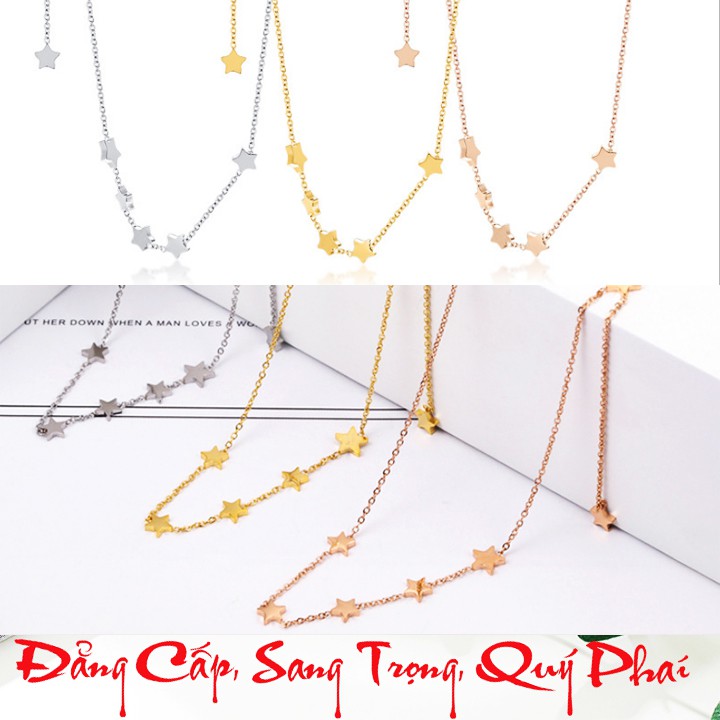 Dây chuyền nữ titan cao cấp chuỗi ngôi sao cách điệu siêu đẹp, bền màu, hợp thời trang