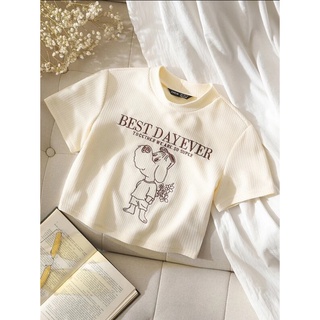 [Hàng order Shein] Áo croptop họa tiết thêu xinh phong cách Hàn Quốc