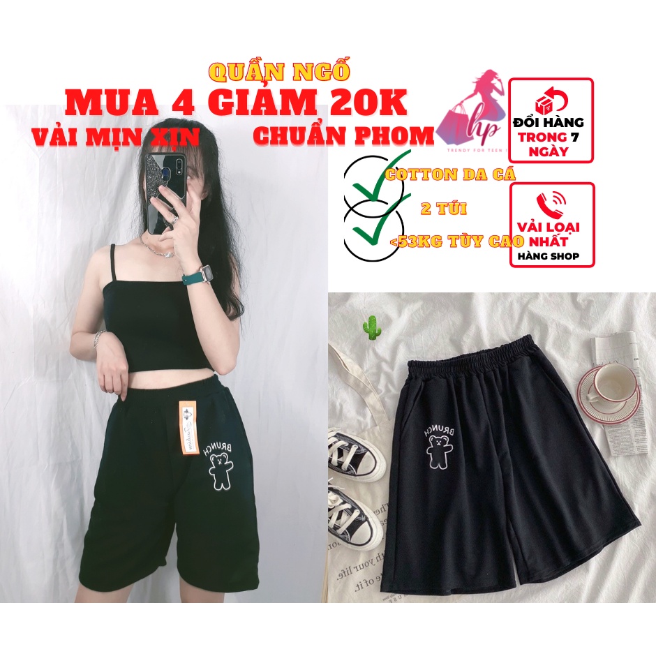 Quần short đùi lửng ngố nữ thun da cá 2 túi mẫu mới thòi trang