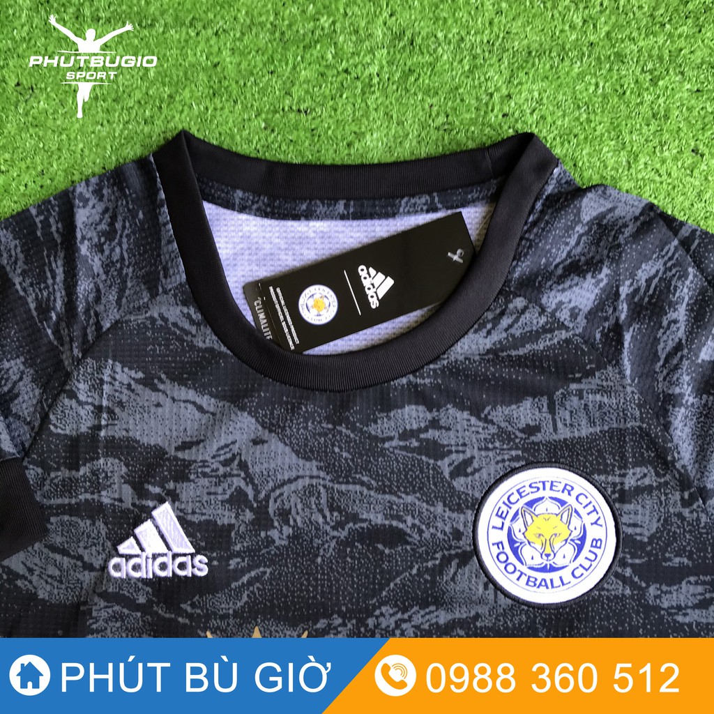 [CAO CẤP] /ẢNH THẬT/ Bộ quần áo bóng đá/ Áo đá banh CLB Leicester City ĐEN ĐỐM THUN THÁI CHUẨN ĐẸP - Phút Bù Giờ Sport