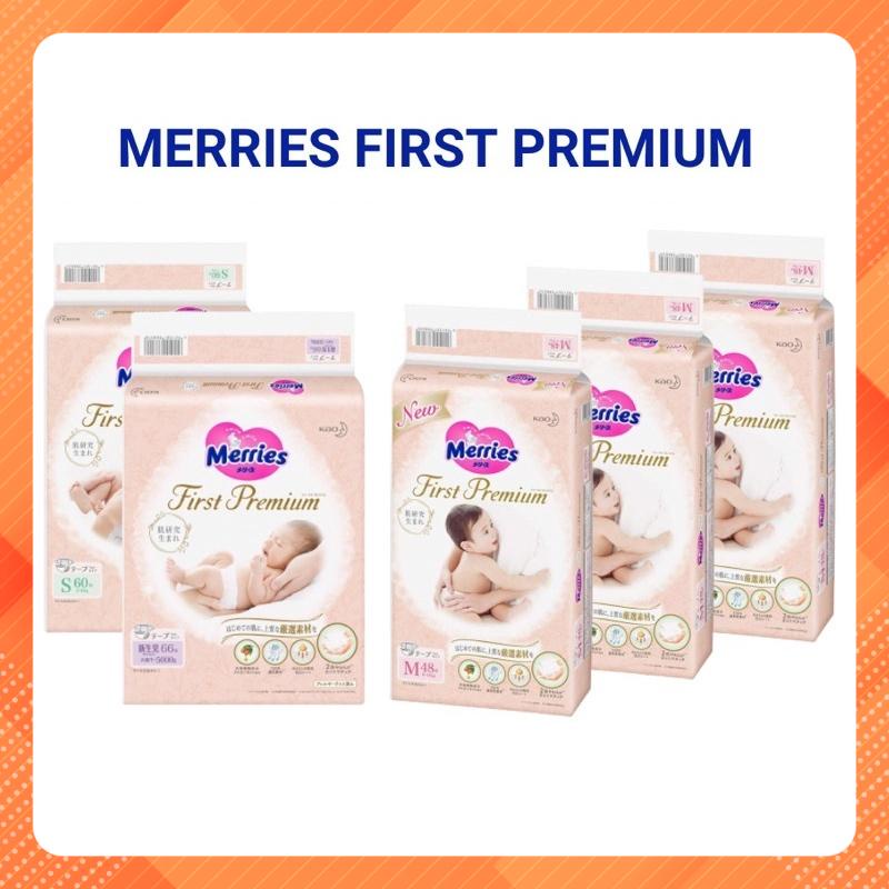 (Cao cấp)Bỉm Merries dán/quần First Premium chuẩn nội địa Nhật NB66/S60/M48 siêu mềm mại gấp 2 lần merries thường