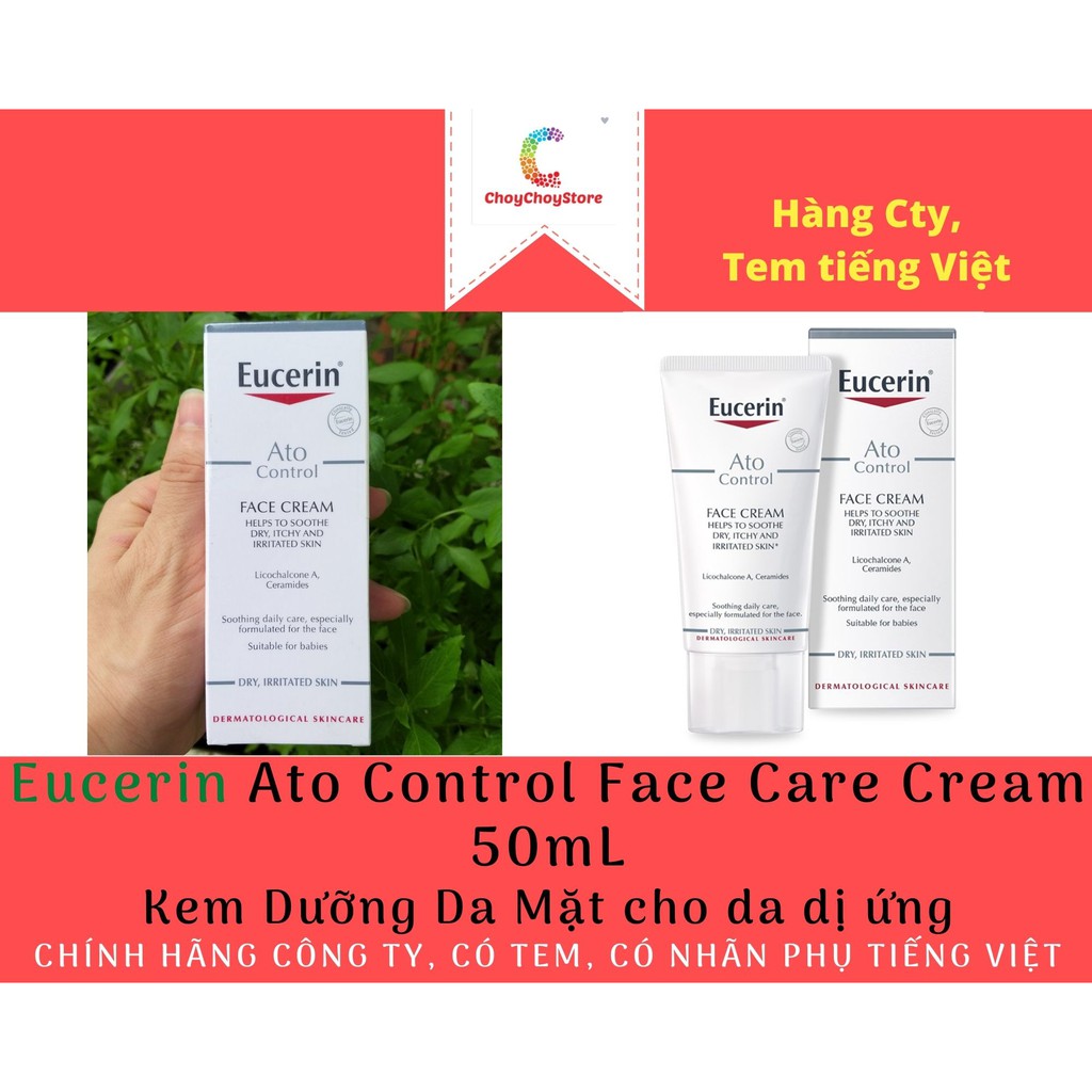 [TEM CTY] Kem Dưỡng Eucerin Ato Control Face Cream 50mL - Kem Dưỡng Da Mặt cho da dị ứng