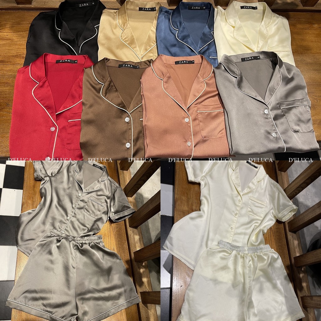 [Hình Thật+Video Tự Quay] 🌸 Bộ Ngủ Nữ Lụa Hàn Cao Cấp 🌸 Pijama Quần Cộc Áo Cộc Màu Trơn Phối Viền Mềm Mại Mặc Hè