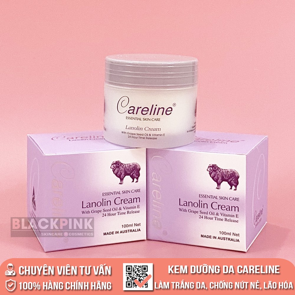 Kem dưỡng da nhau thai cừu Careline Lanonlin Cream Úc 100ml - Dưỡng trắng da, chống nứt nẻ, chống lão hóa, ngừa chảy xệ