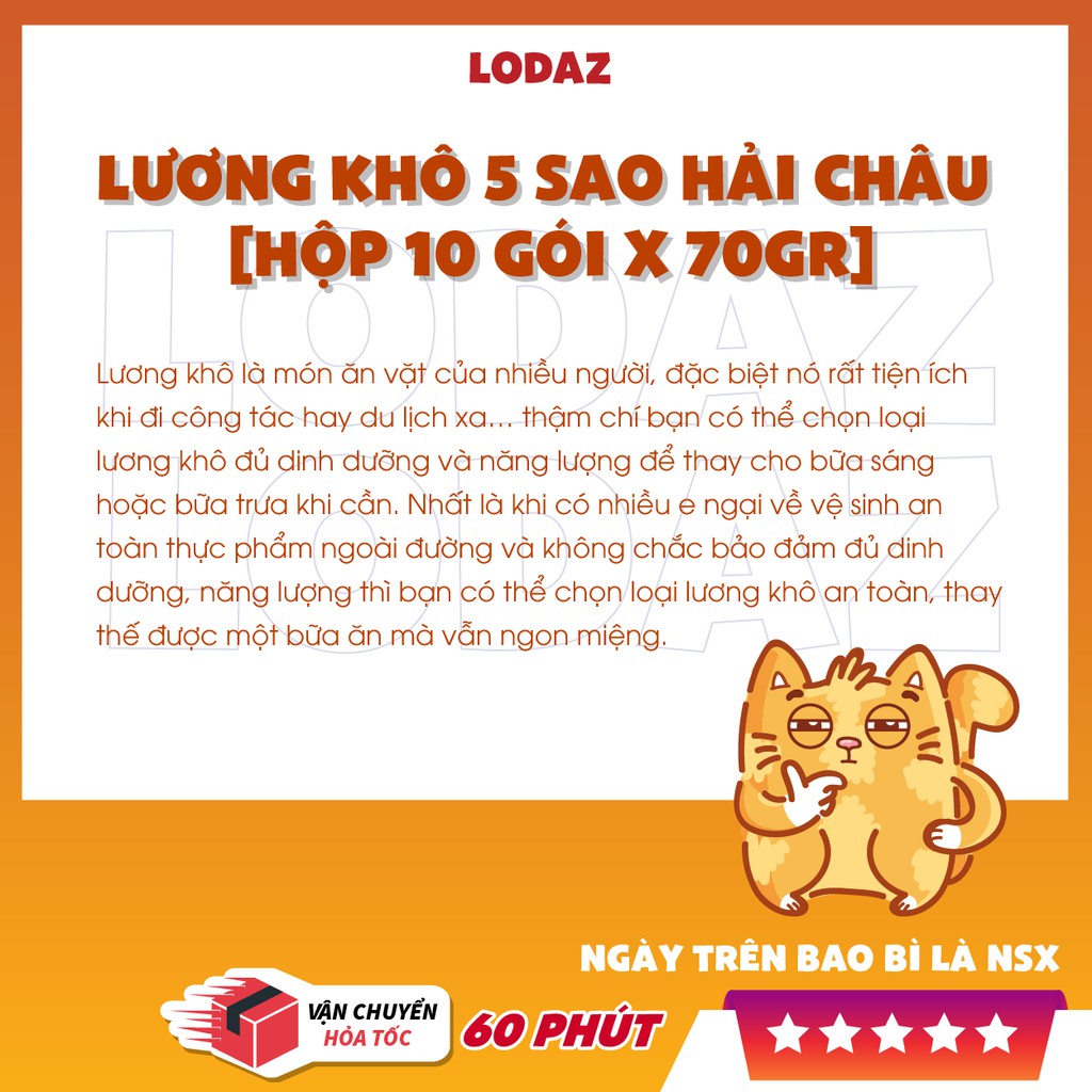 Lương khô 5 sao Hải Châu ,lương khô siêu ngon ăn sáng Hà Nội [Hộp 10 gói x 70gr]