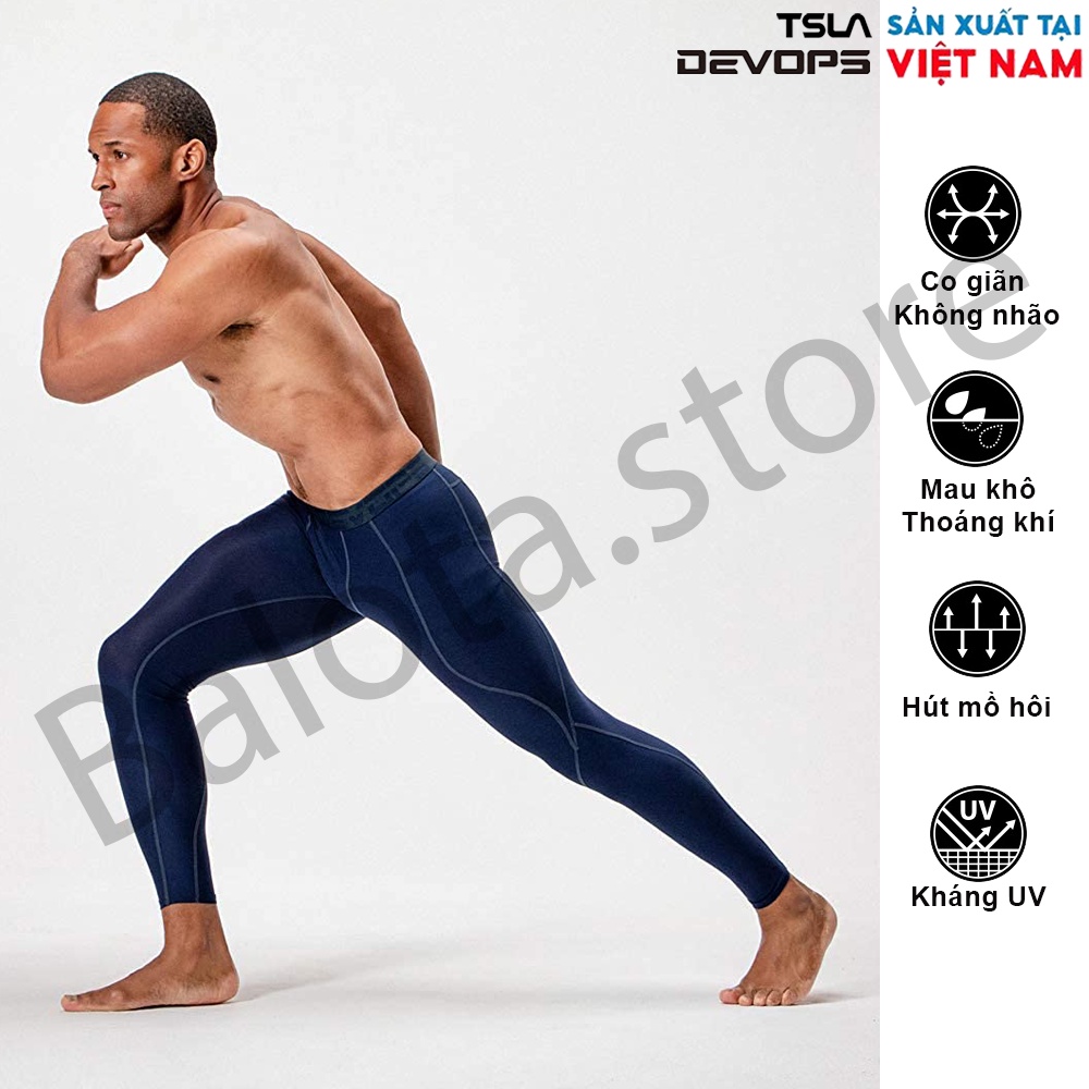 Quần legging nam DEVOPS form ôm người, chất vải co giãn 4 chiều phù hợp với anh em chơi thể thao, gym, chạy bộ, đá banh | BigBuy360 - bigbuy360.vn