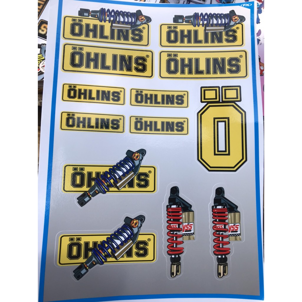 Tem dán xe hình phuộc ohlin, yss chống nước đẹp chuẩn ảnh