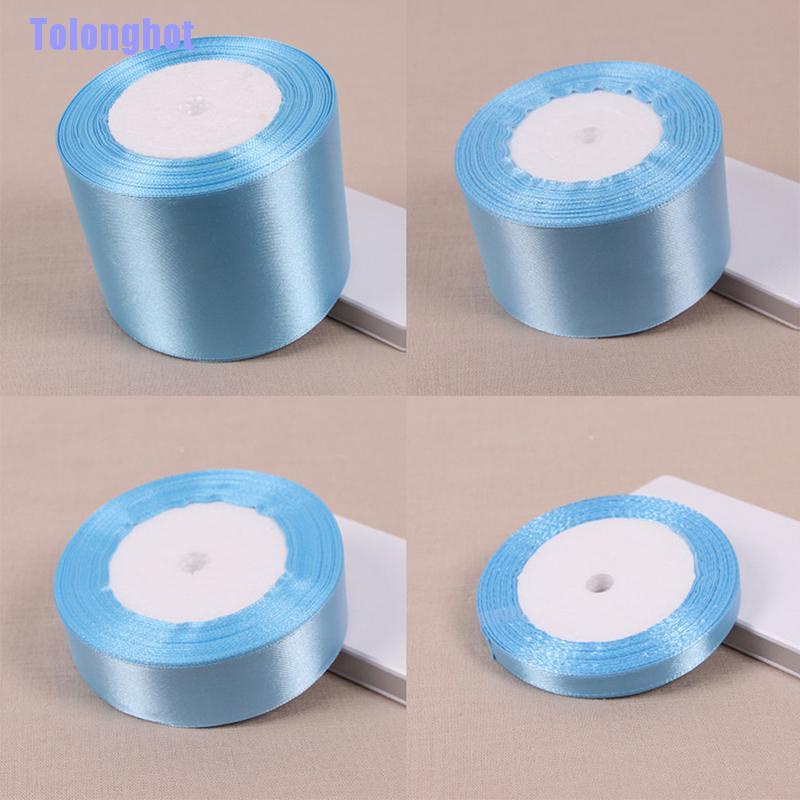 Tolonghot> Sky Blue 25 Yards Silk Satin Ribbon Wedding Party Decoration Gift Wrapping Christmas New Year Apparel Sewing Fabric Diy