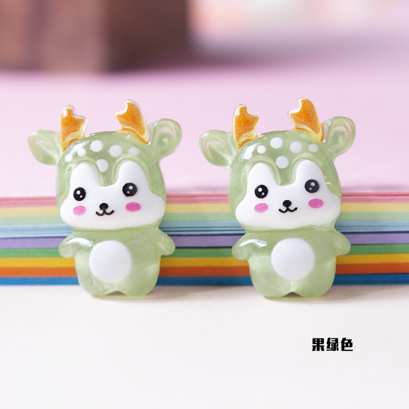 Set 10 Phụ Kiện Trang Trí Ốp Lưng Điện Thoại Hình Chú Nai Đáng Yêu