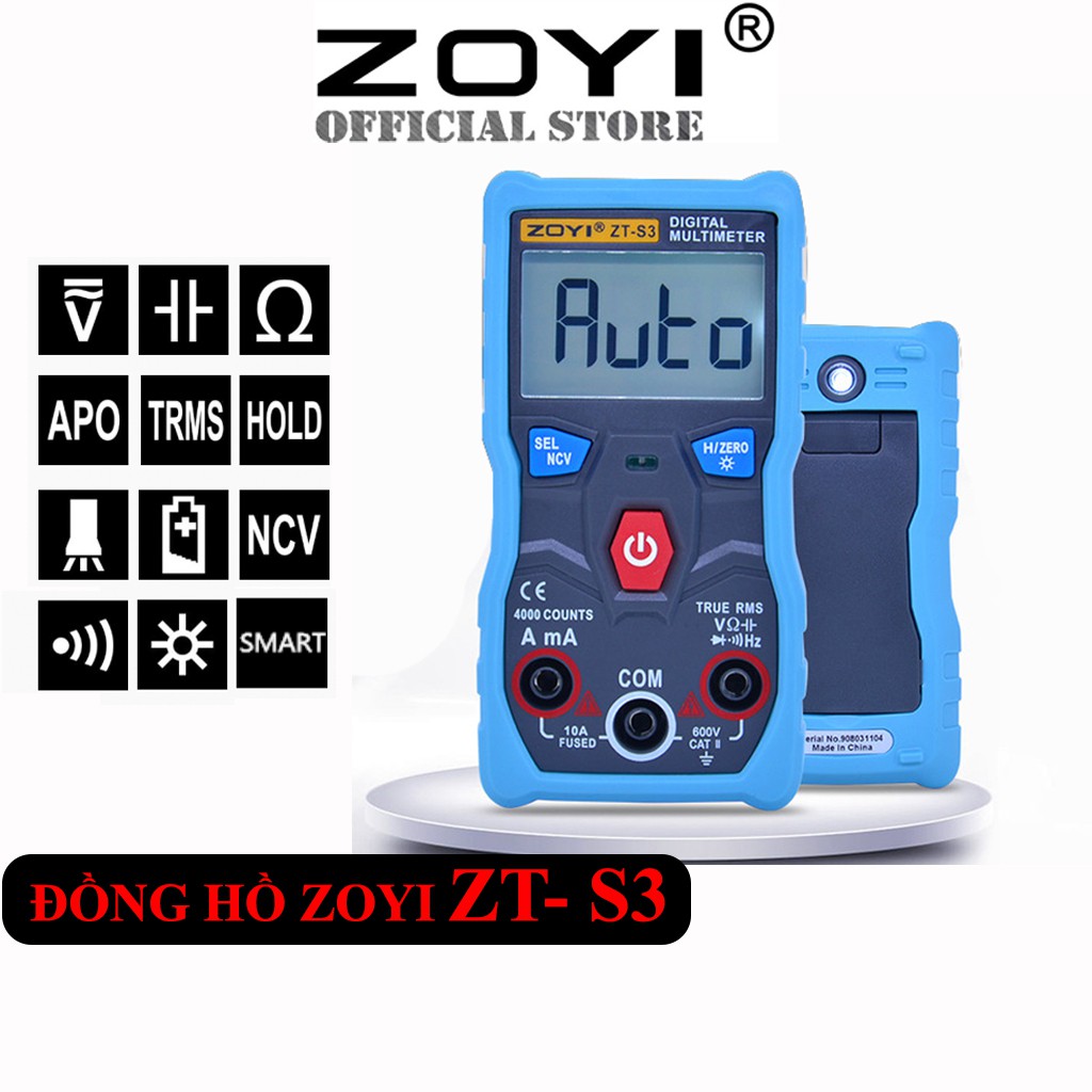 Đồng Hồ Đo Điện Zoyi Zt-S3 Đo Điện Vạn Năng Tự Động Bảo Hành 12 Tháng - Hàng Chính Hãng